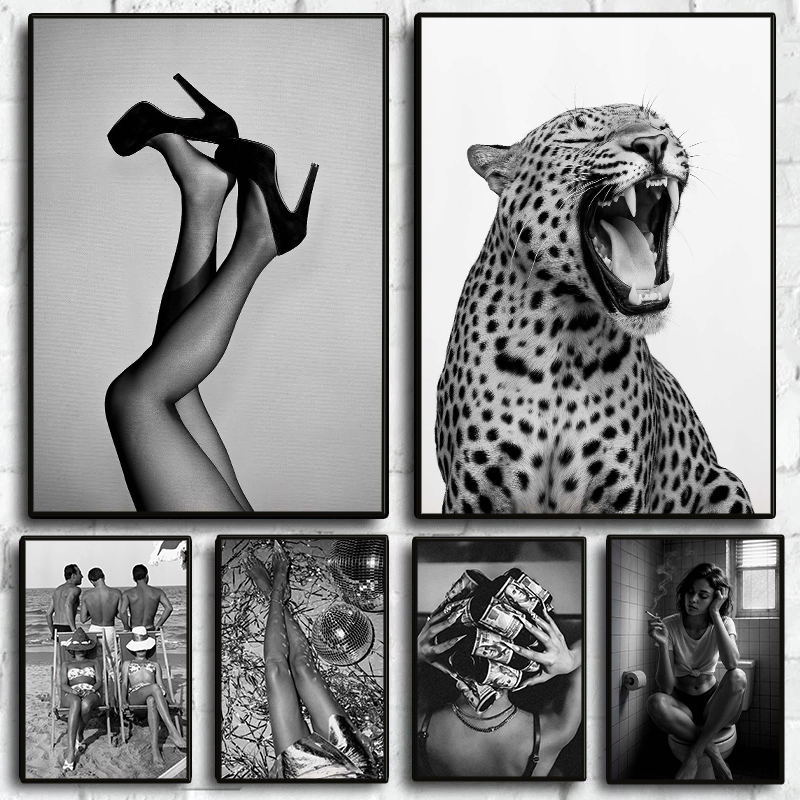 Vintage Vogue Fashion Poster - أنيق موضة أبيض وأسود المشارك مثير