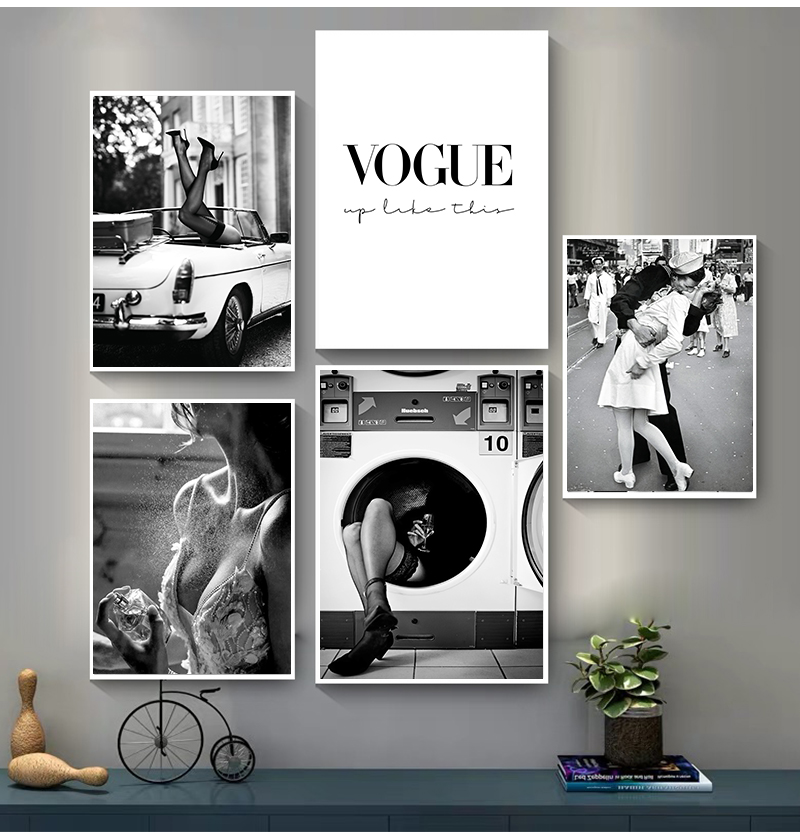 Vintage Vogue Fashion Poster - صور نسائية لغرفة المعيشة، ملصق جداري