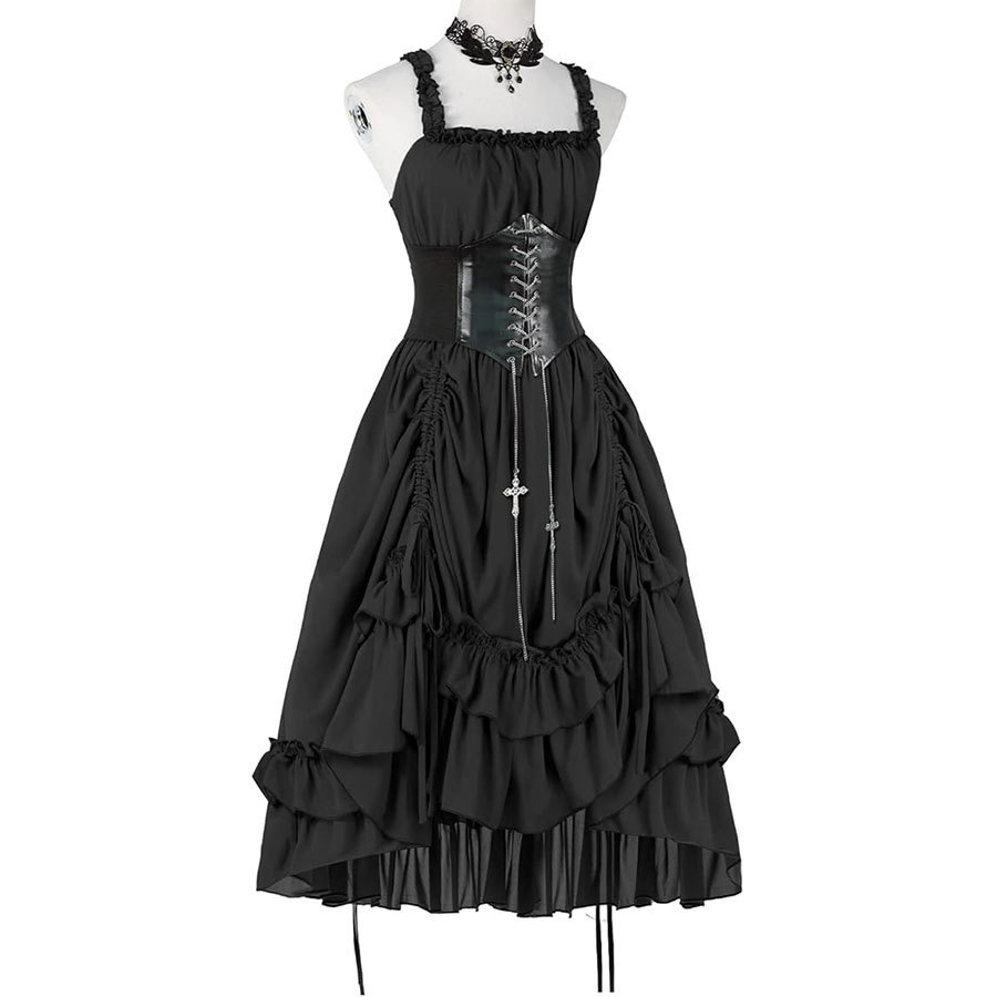 فستان نسائي قوطي أسود بتصميم ك - مراجعة Vintage Slip Dress وسعره