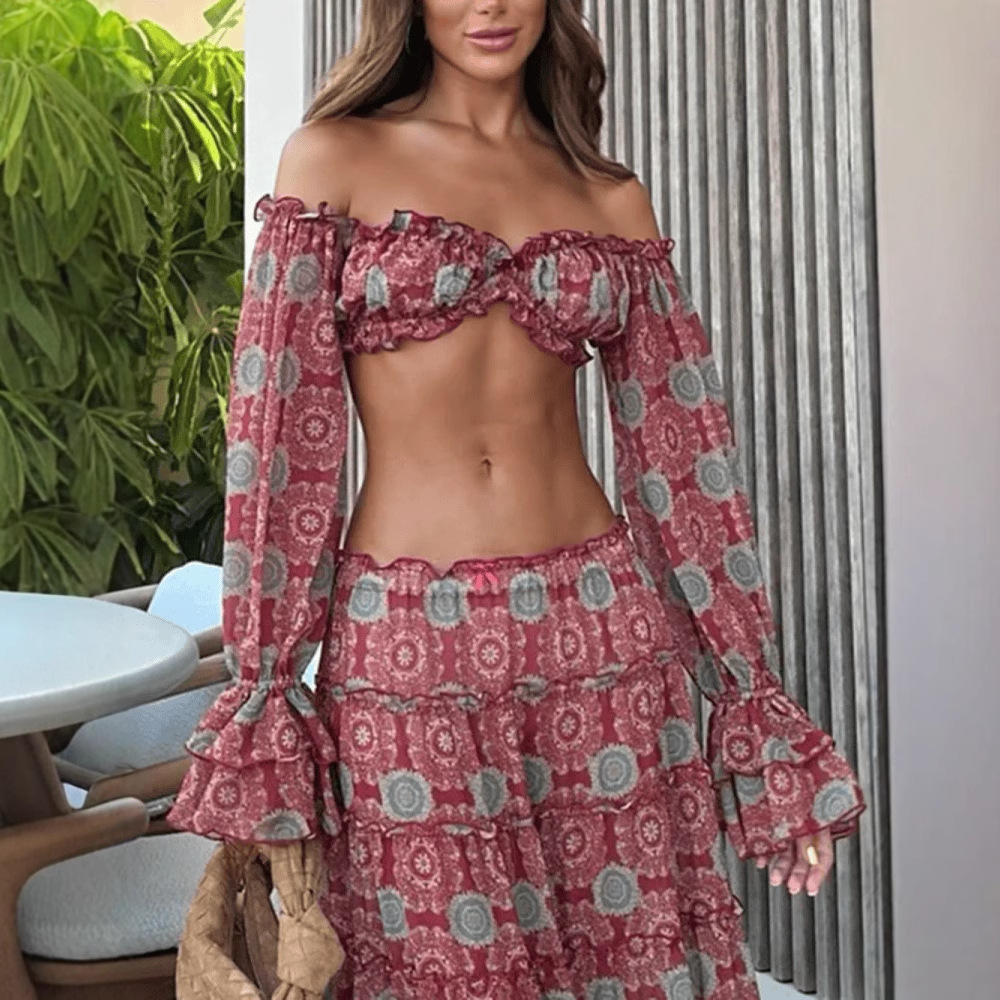 طقم تنورة بطباعة عتيقة من قطعت - مراجعة Vintage Fashion Pieces وسعره